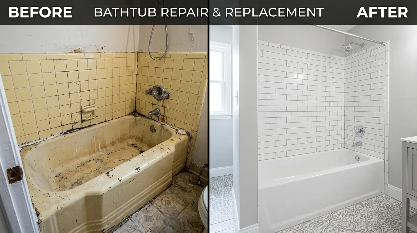 Bathtub Repair and Replacement Before and After - Fox Rora Plumbing Aurora CO