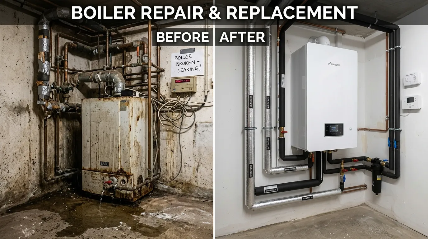 Boiler Repair and Replacement Before and After - Fox Rora Plumbing Aurora CO