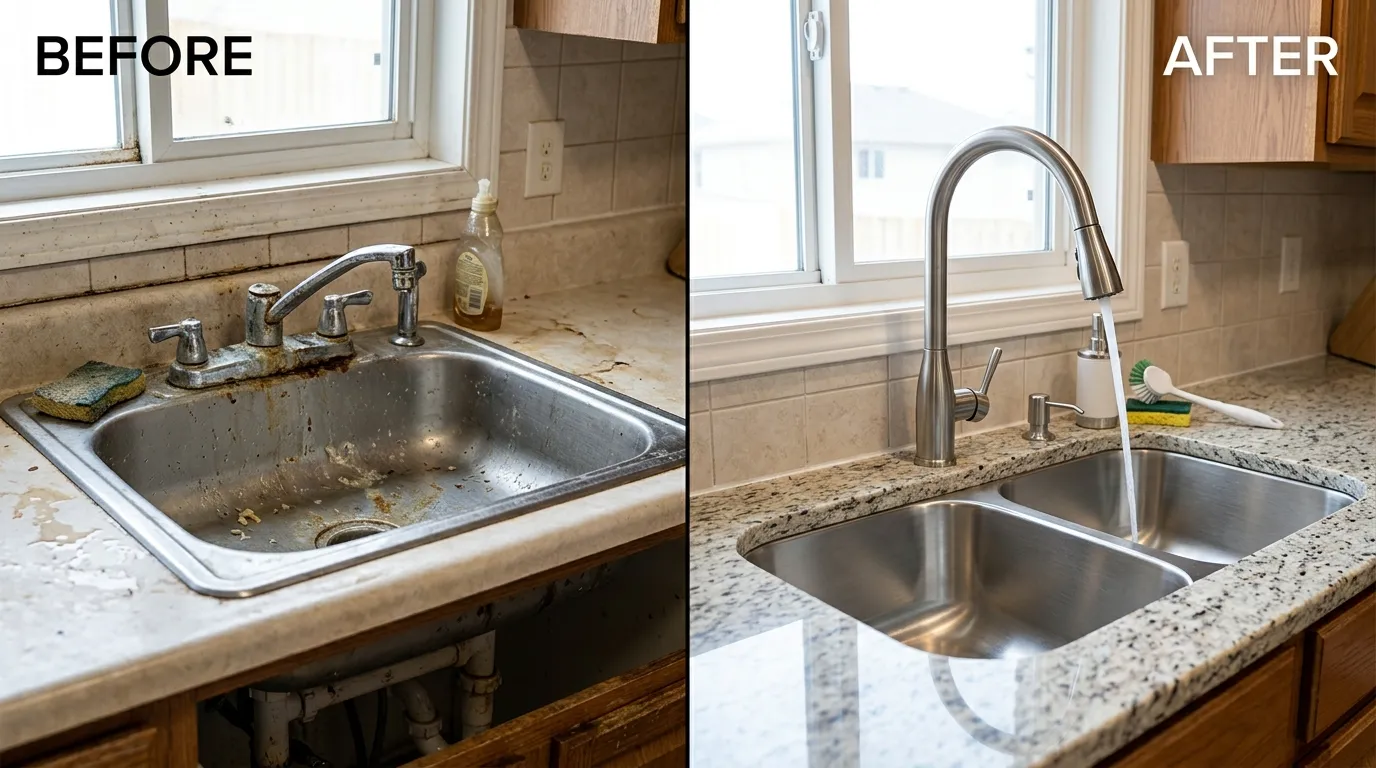Faucets and Sinks Repair and Replacement Before and After - Fox Rora Plumbing Aurora CO