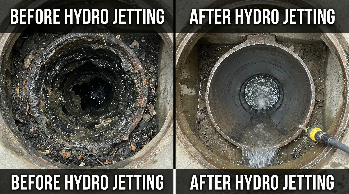 Hydro Jetting Before and After - Fox Rora Plumbing Aurora CO