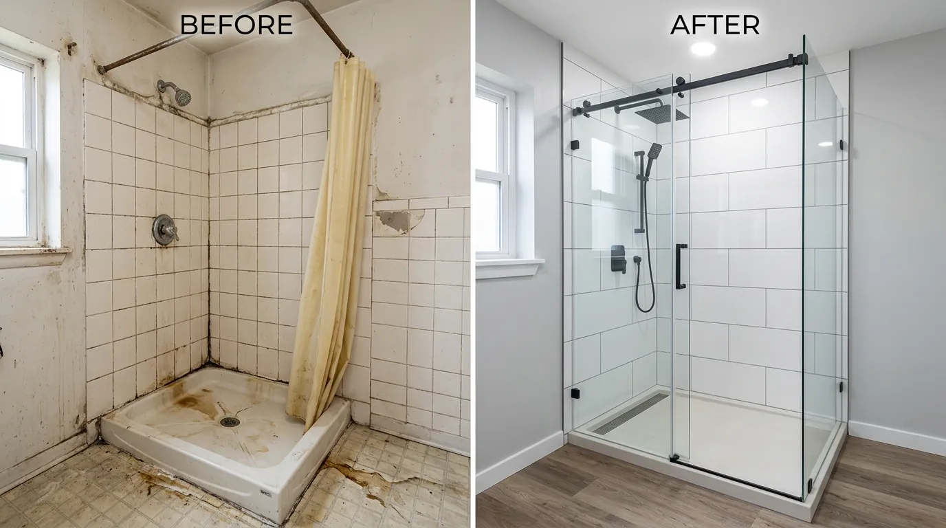 Shower Repair and Replacement Before and After — Fox Rora Plumbing Aurora CO